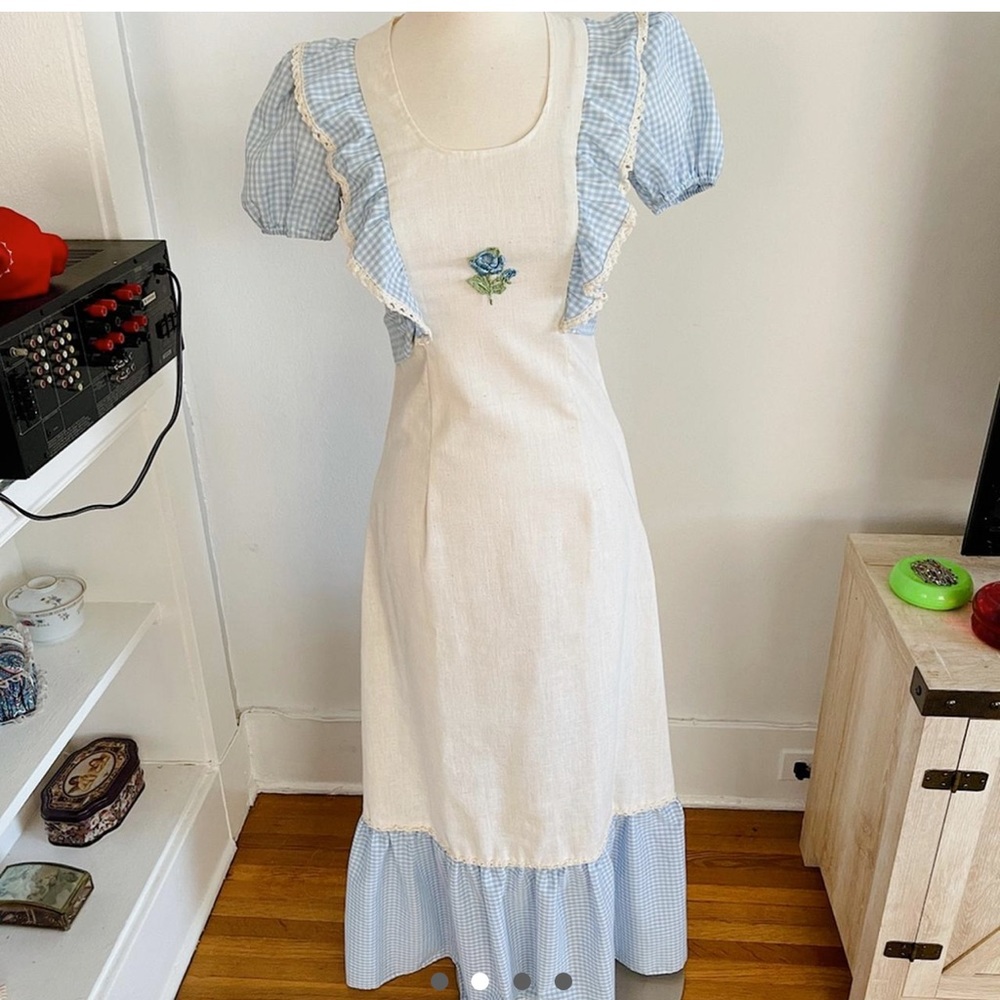 1970s gingham vintage prairie dress